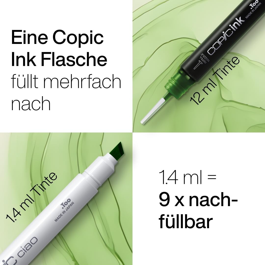 COPIC Ciao Marker Set 5+1 Hair Tones 1, Blisterpackung mit 5 Markern + 1 Multiliner 0,3 mm, für Skiz