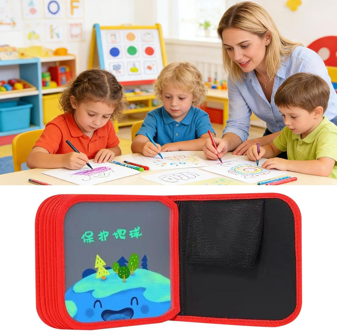 Wasserdichtes Buch für Kinder, wiederverwendbares Zeichen-Notizbuch-Set, 14 Seiten mit Stift-Zubehör