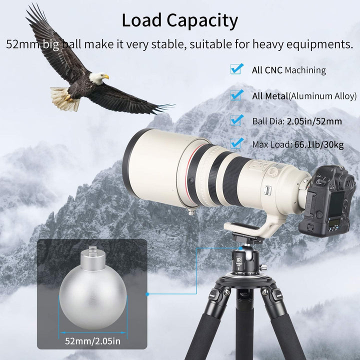 INNOREL N52 Kugelkopf Stativköpfe Tripod Head Niedrige Profile Kugelkopf 360 Grad Drehbarer Durchmes