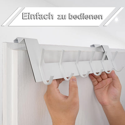 WEBI Türgarderobe mit 6 Haken,Türhaken zum Einhängen,Türaufhänger,Kleiderhaken Tür,Haken Tür,Türhake