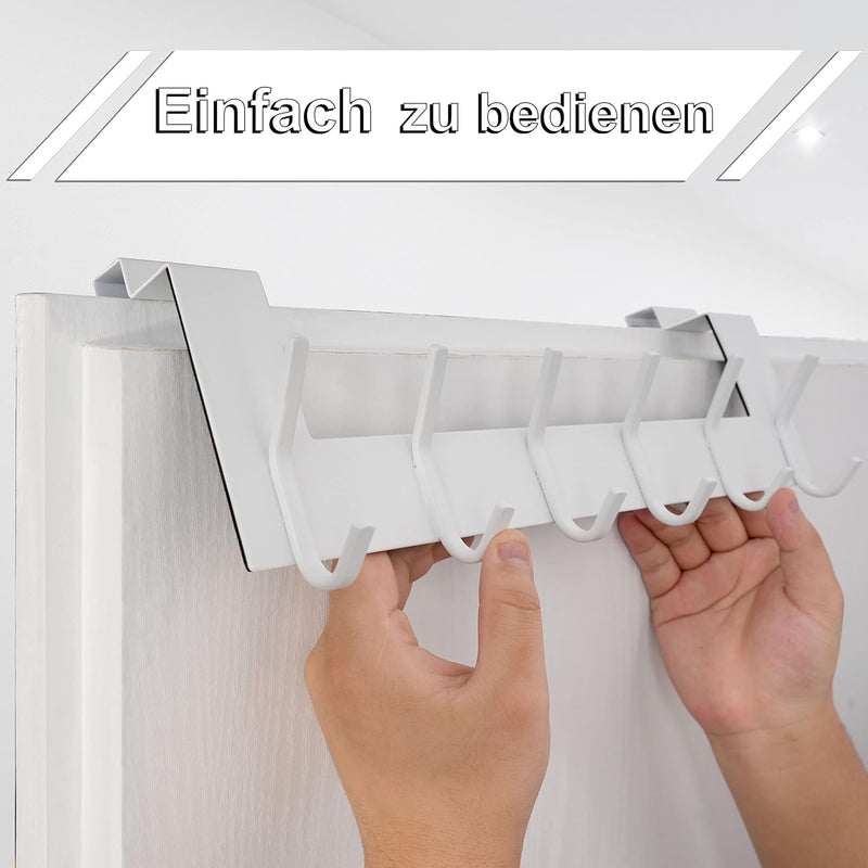 WEBI Türgarderobe mit 6 Haken,Türhaken zum Einhängen,Türaufhänger,Kleiderhaken Tür,Haken Tür,Türhake