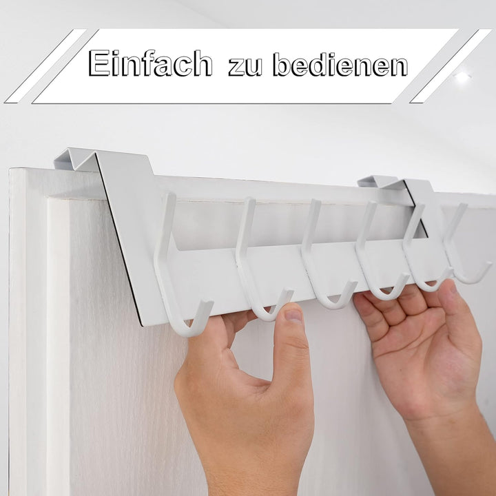 WEBI Türgarderobe mit 6 Haken,Türhaken zum Einhängen,Türaufhänger,Kleiderhaken Tür,Haken Tür,Türhake