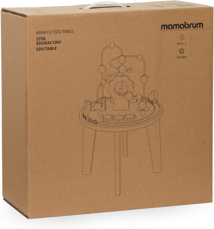 mamabrum Holz Aktivitätstisch Set mit Magnetischer Eisenbahn, Motorikschleife, Perlenwerfer, Formso