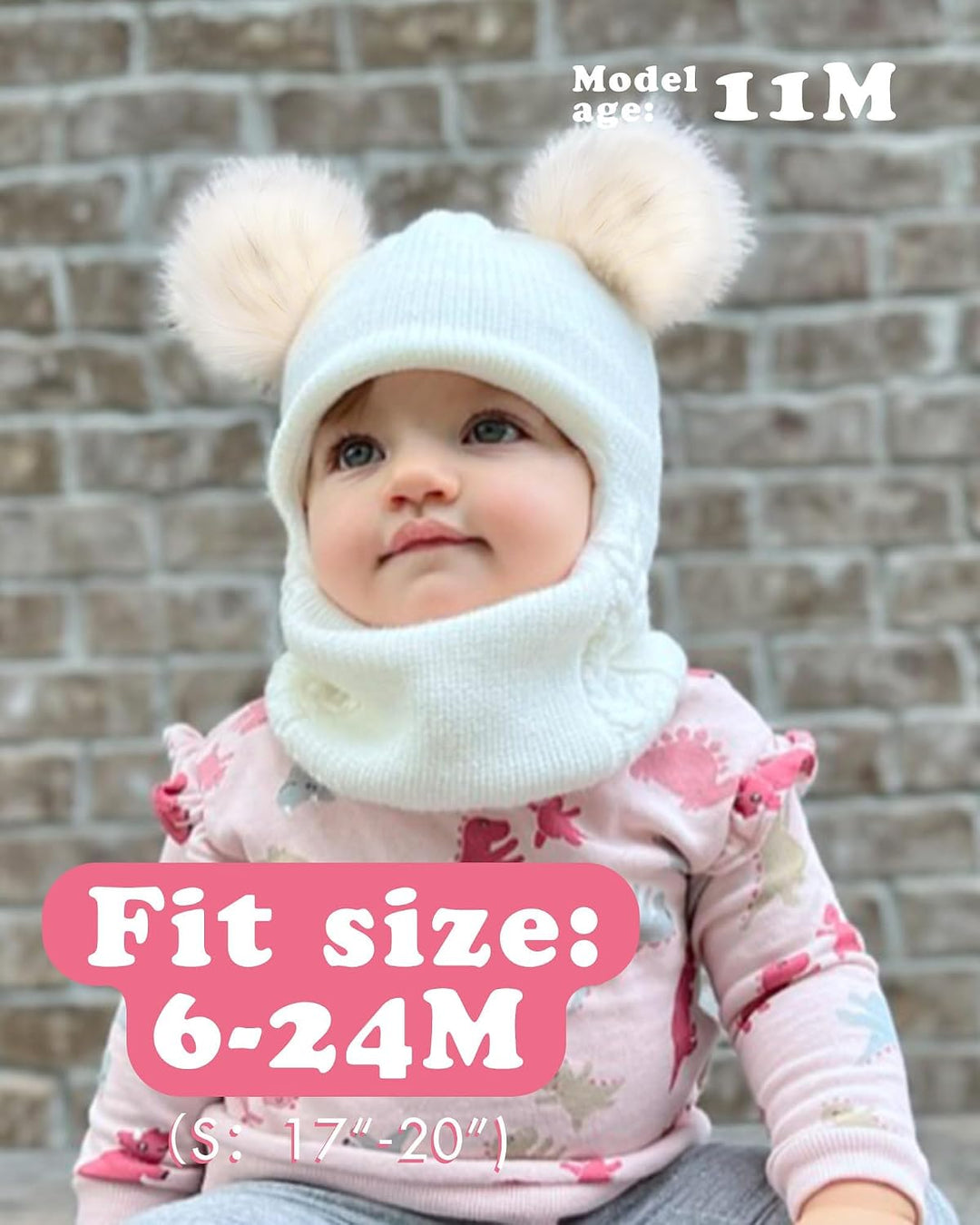 FURTALK Kleinkind Baby SchalMütze warm gefüttert Kinder Strickmütze Pom Pom Wintermütze für Mädchen