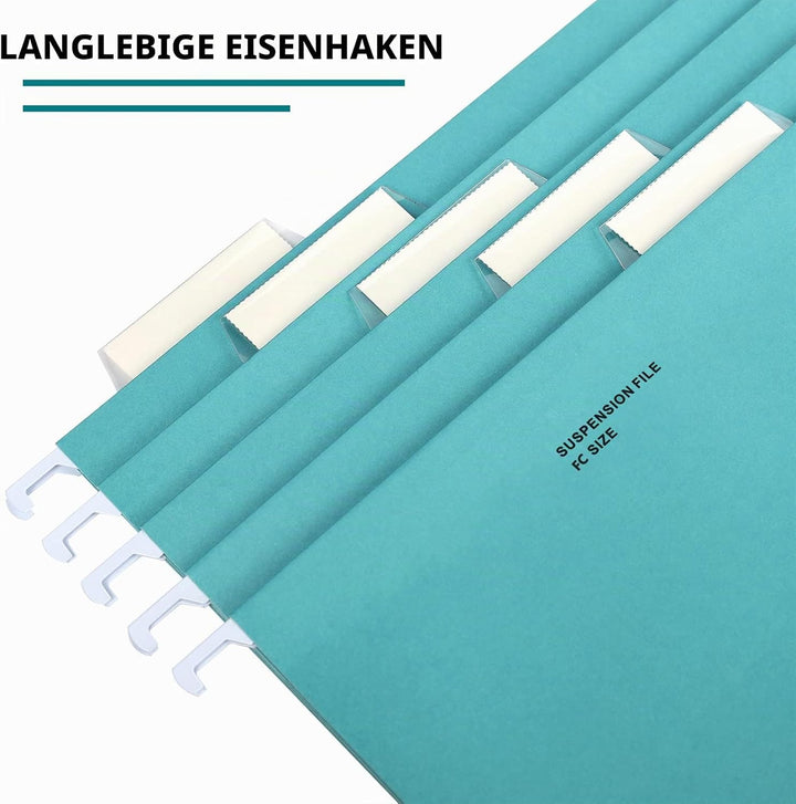 Foolscap Hängemappen mit Lasche und Karteneinsätzen (25 Stück, Blau) Verstärkte Hängemappen FC-Gröss