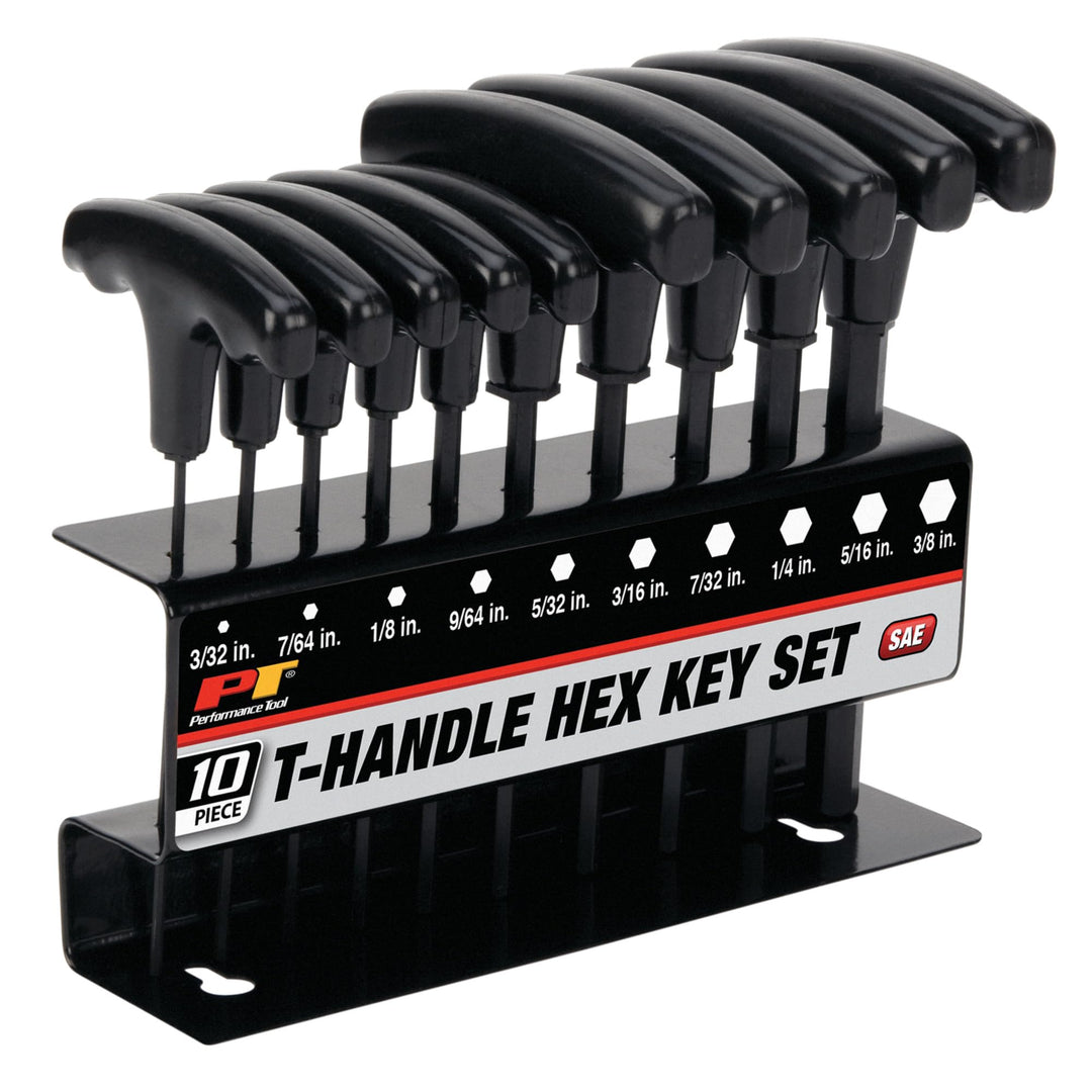 PERFORMANCE TOOL SAE T-Griff Innensechskantschlüsselsatz 10-teilig W80274 10pc SAE T-Handle Hex Key