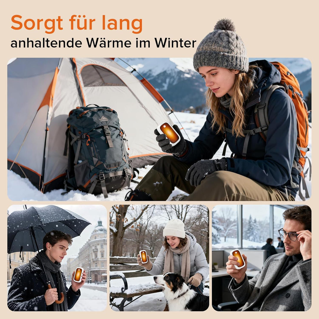 2er-Pack Wiederaufladbare Handwärmer, Magnetische Elektrische Handwärmer Taschen, 12 Stunden Maximal