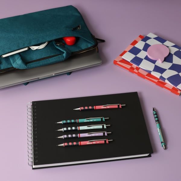 rOtring Tikky-Druckbleistifte in Pastellfarben | HB 0,7 mm | Tea Rose | mit angenehmem gummiertem So