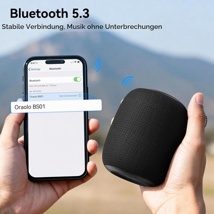 oraolo Bluetooth Lautsprecher, IPX7 Wasserdicht Musikbox Bluetooth, 30 Stunden Abspielzeit, LED Bele