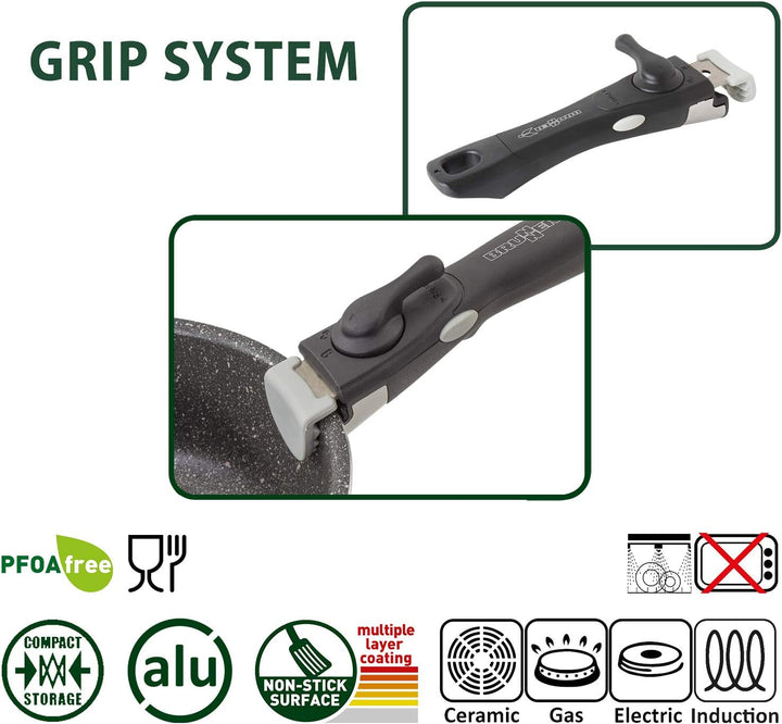 BRUNNER Camping Kochgeschirr-Set Alu (Töpfe und Pfannen) - ø 20, 22 oder 24-cm Pirate Vakublock - 4