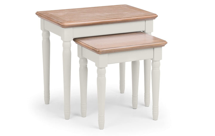 Julian Bowen Provence Schachteltische, grau und gekalkte Eiche Traditionell, Traditionell