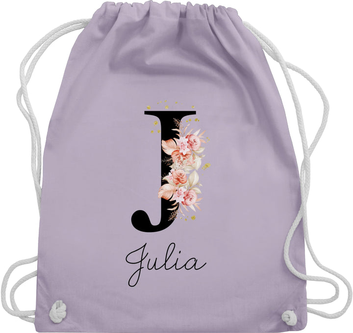 Turnbeutel Rucksack - Initialen - Buchstabe mit Name personalisiert I Anfangsbuchstabe I Initiale -