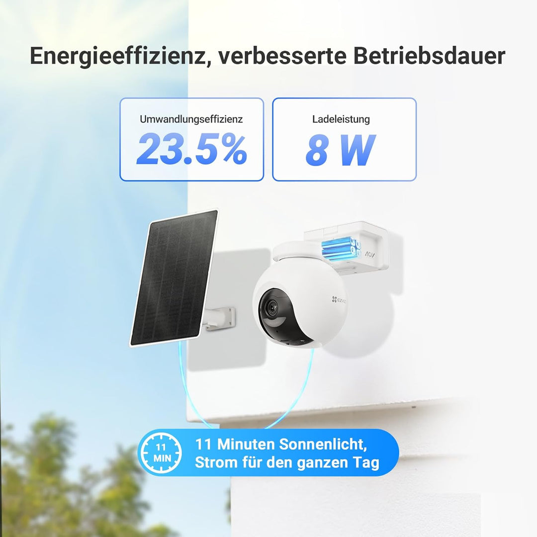 EZVIZ 8W Solarpanel mit Typ-C-Anschluss, Stromversorgung für Überwachungskamera Akku Solar, Wasserdi