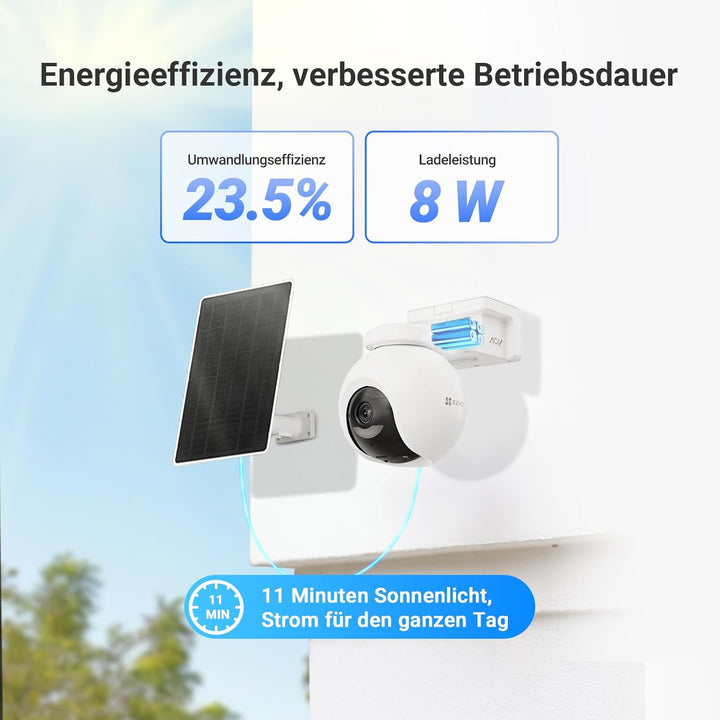 EZVIZ 8W Solarpanel mit Typ-C-Anschluss, Stromversorgung für Überwachungskamera Akku Solar, Wasserdi