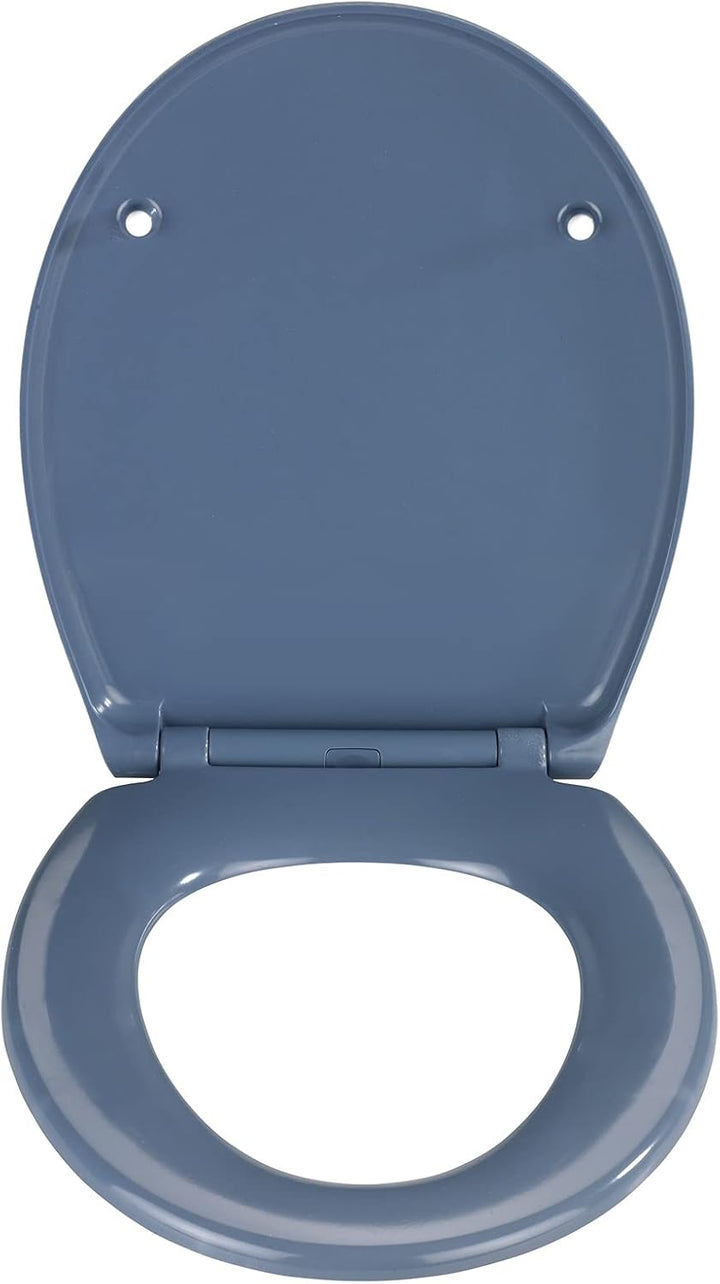 WENKO WC-Sitz Samos Slate-Blue, hygienischer Toilettensitz mit Absenkautomatik, mit Fix-Clip Hygiene