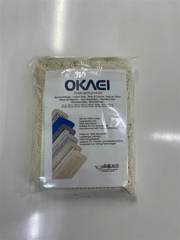 OKAEI Wischmopp Bezüge 40 cm Beige/Weiss/Blau, 10er Set – Mikrofaser-Baumwoll Wischbezug für Bodenwi