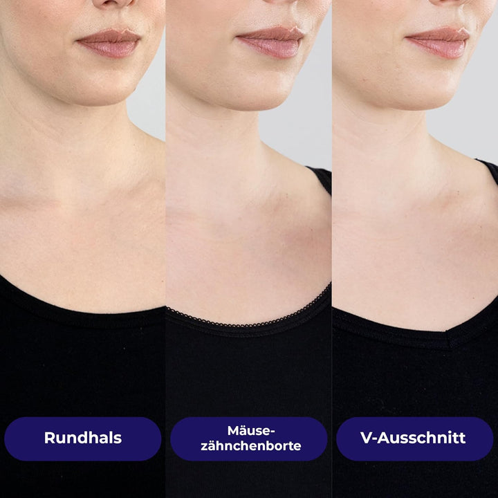 SES Unterhemden Damen 3er-Pack aus 100% Baumwolle/Unterhemd Damen mit weicher Feinripp-Qualität/Unte