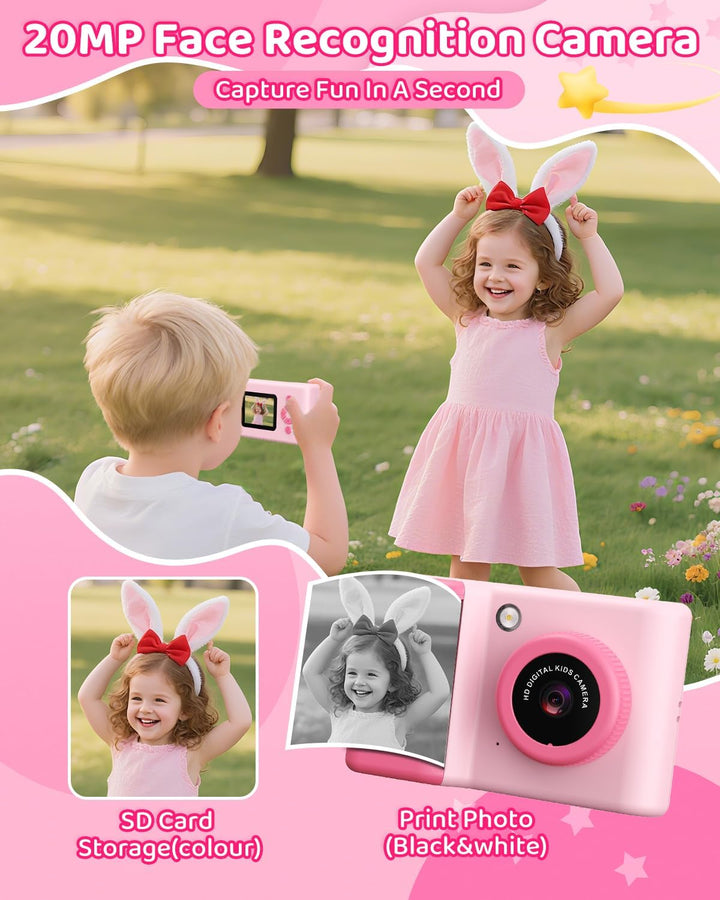 Sofortbildkamera Kinder, 20MP 1080P Digitalkamera Kamera Kinder Sofortdruck, 2,4 Zoll Kinderkamera S