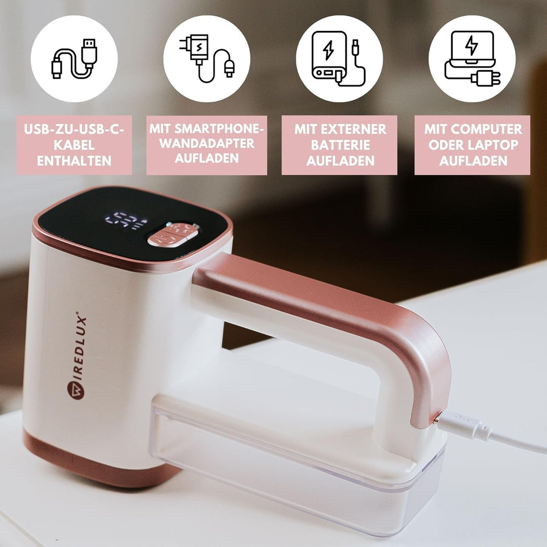 Fusselrasierer Elektrisch WiredLux - Wiederaufladbarer Fusselentferner für Kleidung & Möbel - LED-Li