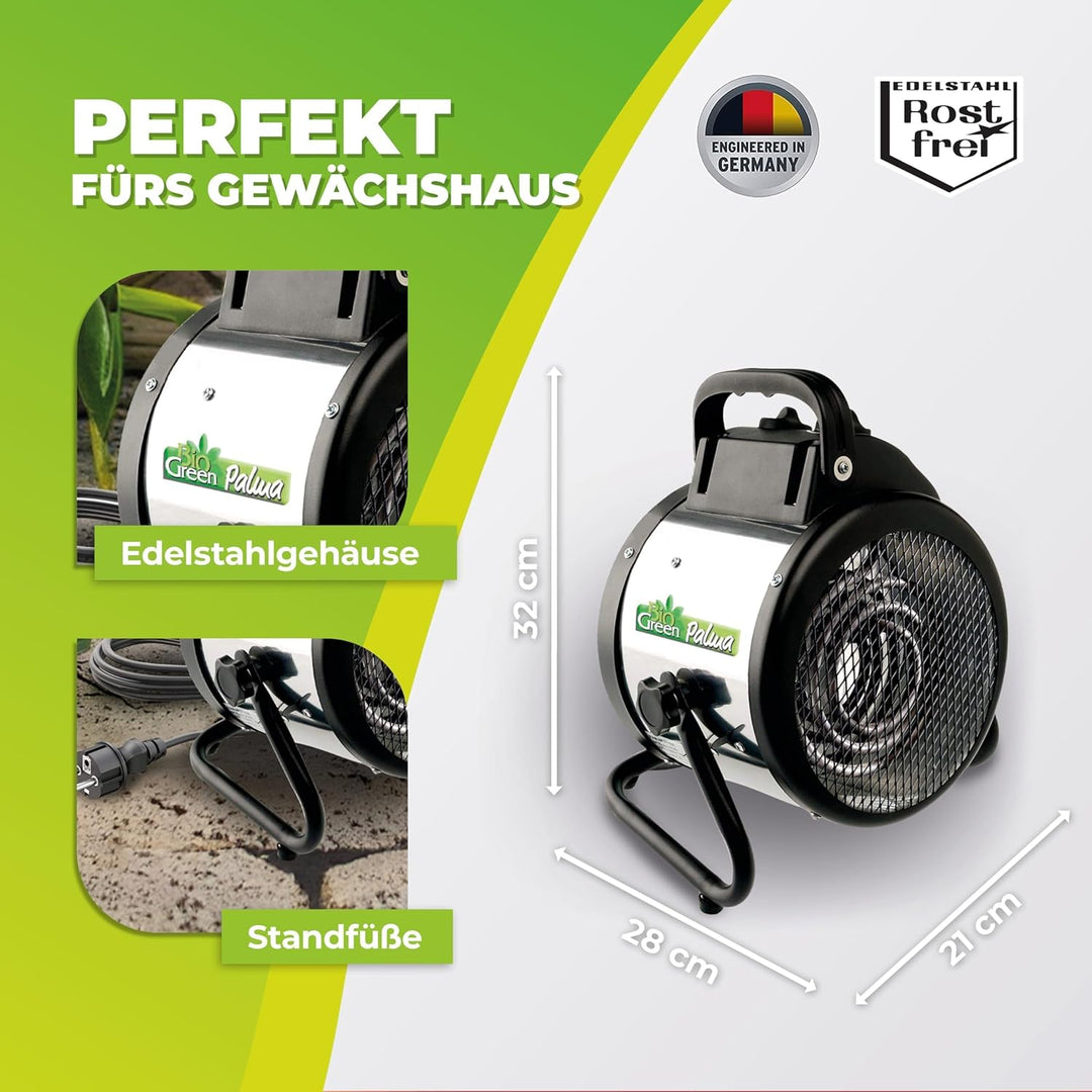 BioGreen Elektro-Gewächshausheizung Palma mit manuellem Thermostat | IPX4 spritzwassergeschützt, ene