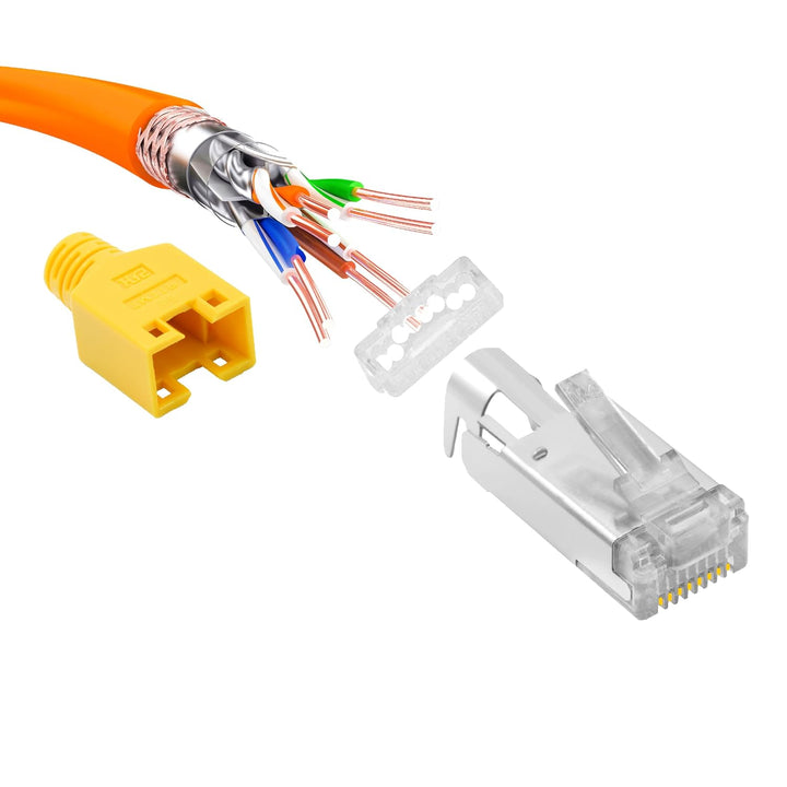BIGtec RJ45 Stecker Netzwerkstecker 50 Stück Hirose TM11 gelb Hochgeschwindigkeits Verbindung für Fa