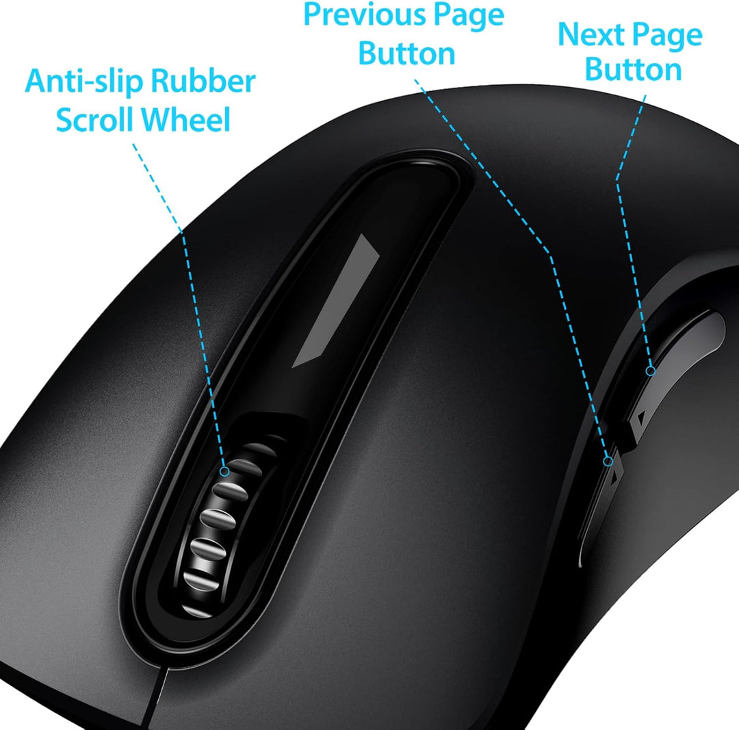 memzuoix Kabellose Maus 2.4GHz, Tragbare Optische Wireless Maus 1400 DPI mit Mini-USB-Empfänger, 5 T