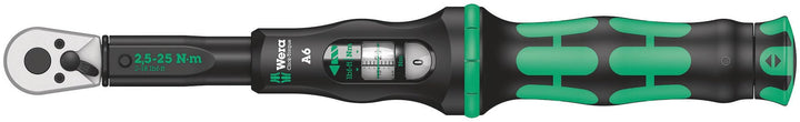 Wera 05075605001 Click-Torque A 6 Drehmomentschlüssel mit Umschaltknarre, Schwarz, Grün, 1/4" Sechsk