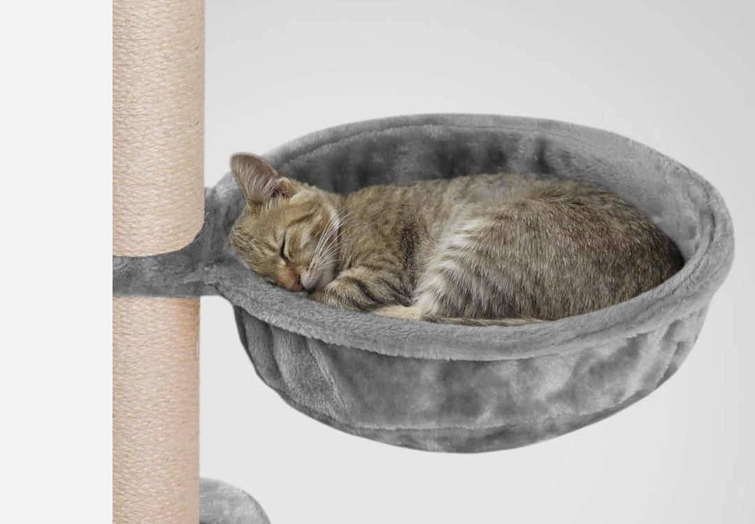 Liegemulde Katzenkorb Katzenhängematte für Kratzbaum aus Weichem Plüsch grau Ø40 cm – XL Katzenmulde