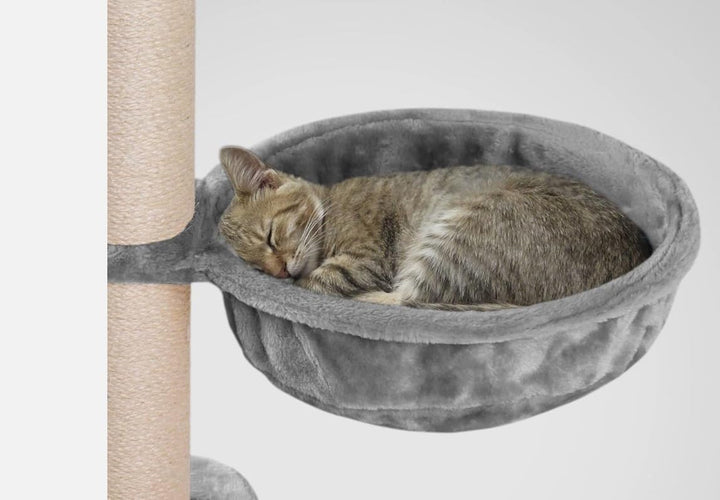 Liegemulde Katzenkorb Katzenhängematte für Kratzbaum aus Weichem Plüsch grau Ø40 cm – XL Katzenmulde