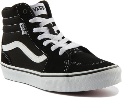 Vans Unisex Kinder Filmore Hi Sneaker 35 EU Suede Canvas Black White, 35 EU Suede Canvas Black White