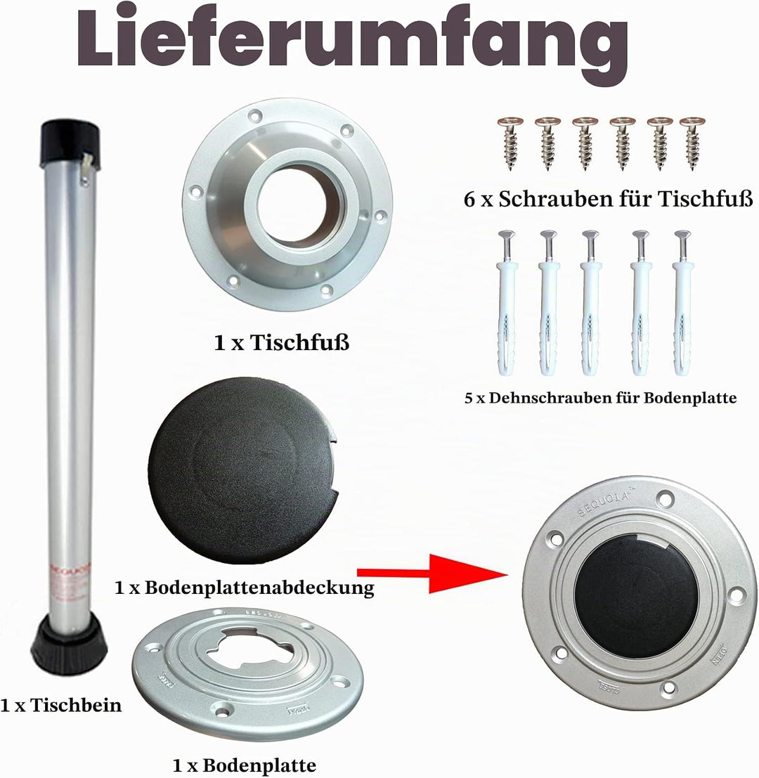 DarkSwan Removable Tischfüsse, Aluminiumlegierung Schwenktisch RV Table Legs, Wohnmobil Camping Tisc