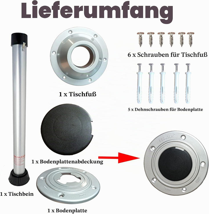 DarkSwan Removable Tischfüsse, Aluminiumlegierung Schwenktisch RV Table Legs, Wohnmobil Camping Tisc