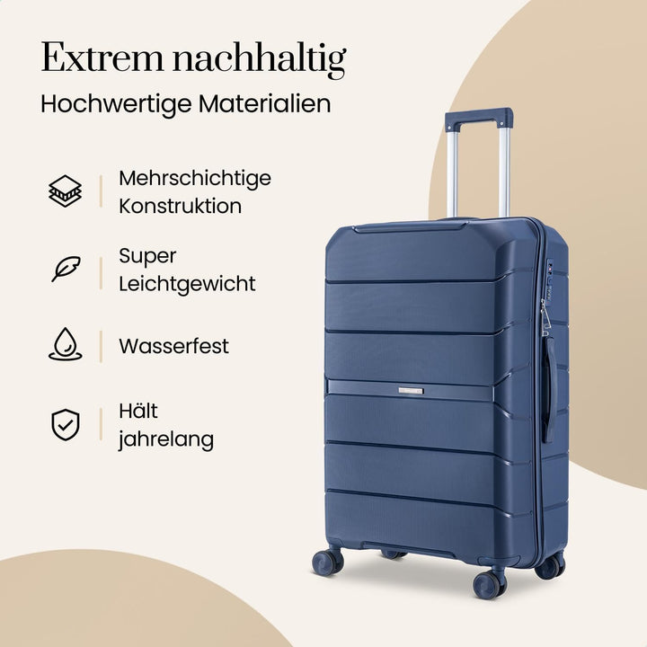 Urban Adventurer Reisekoffer 79L – Dunkelblau – Trolley mittelgross Hartschale mit Zahlenschloss & 4