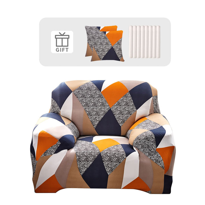Sofabezug 1 Sitzer Stretch Sofahusse Elastischer Sofabezug Spandex Sofa Überzug mit 2 Kissenbezug An