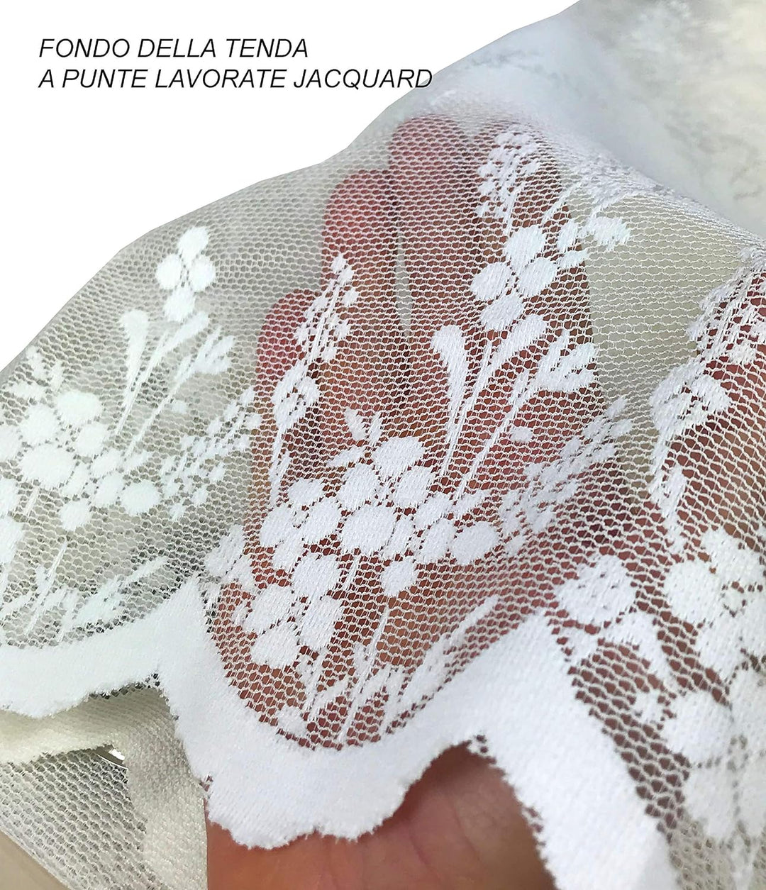 Tex Family Vorhang Isabel Creme 140 x 280 cm verpackt aus Jacquard-Spitze Cremeweiss, Cremeweiss