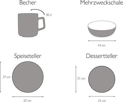 CreaTable, 22509, Serie ORIENTAL flieder, Geschirrset, Kombiservice 16 teilig Mehrfarbig