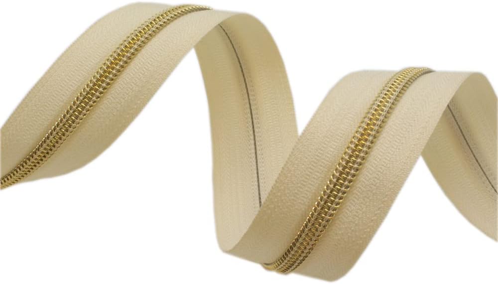 YaHoGa 9 m goldfarbenen endlos Reissverschluss Meterware Beige Reissverschluss 6mm-Spirale + 25 Nonl