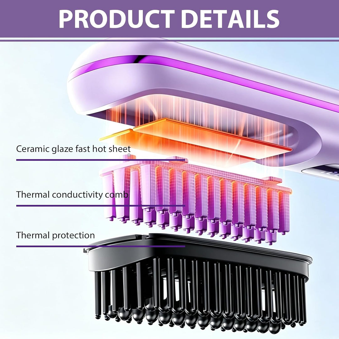 Stylingbürste für Kurze Haare, Glättbürste Kabellos mit Ionen-Technologie, Haarbürste Elektrisch geg