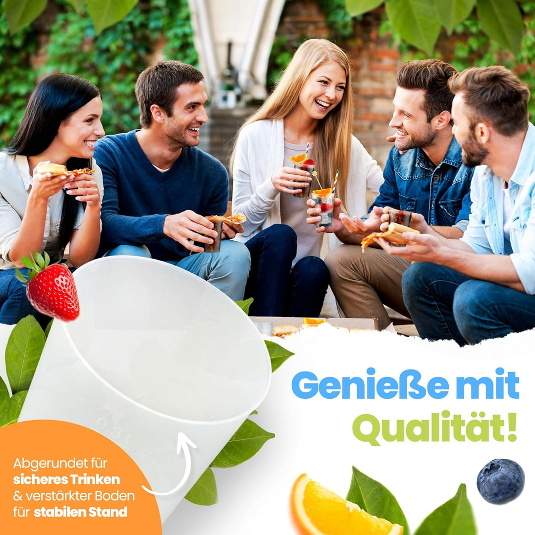 Trinklicht® 25 Mehrwegbecher | Wiederverwendbare Trinkbecher 0,4L | Bruchsicher | Spülmaschinenfest