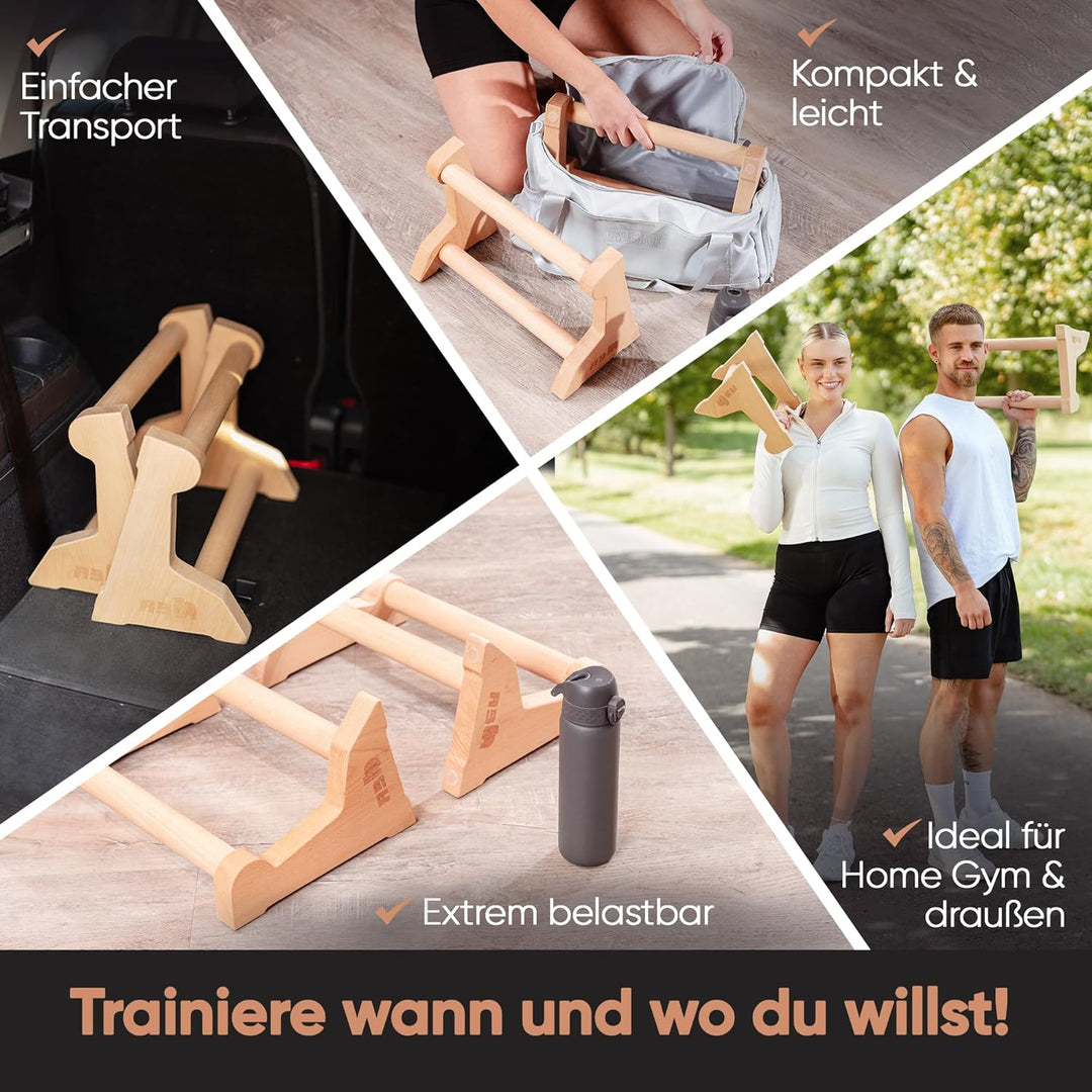 AS Calisthenics Griffe 3IN1 - Höhenverstellbare Parallettes für Push-ups, Dips & Handstand | Rutschf