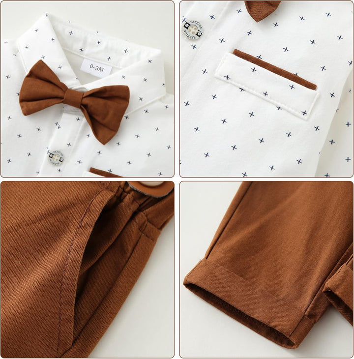 Baby Jungen Anzug Bekleidungssets, 0-18 Monate 4tlg Hochzeit Festliche Taufanzug Strampler mit Flieg