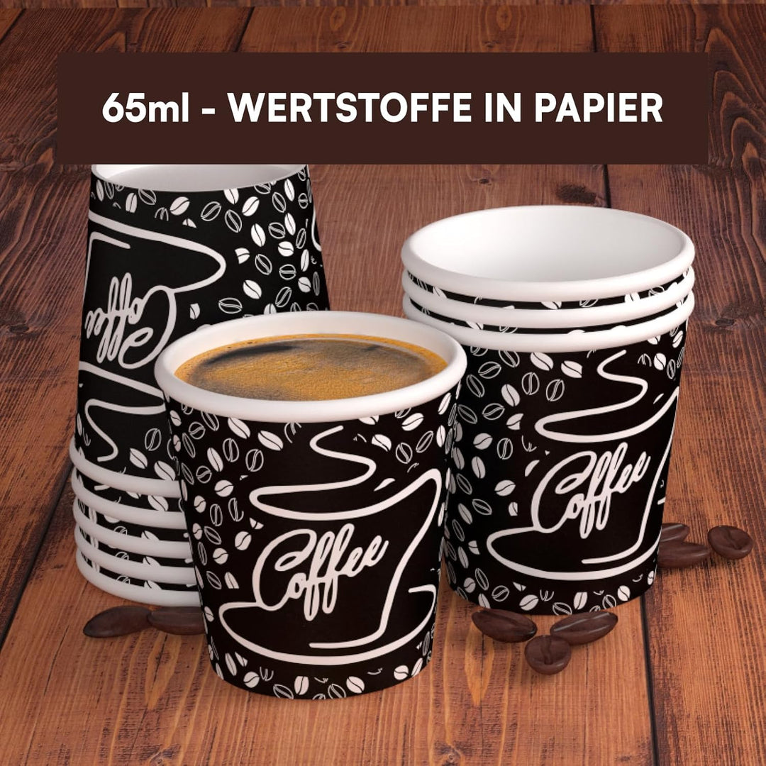 Eurocali 1000 Espresso Pappbecher 65ml Biologisch Abbaubare Kaffee Einwegbecher - Ökologisches Desig