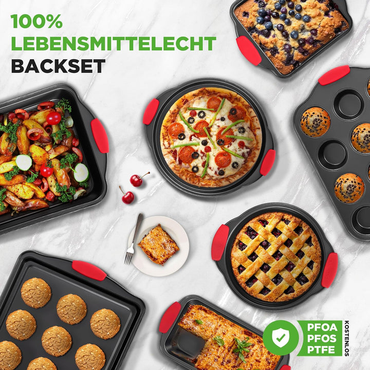 Nutrichef NCSBS10S hitzeroten Silikongriffen, ofenfest, Eisen, schwarz 10 Piece Set Schwarz, 10 Piec