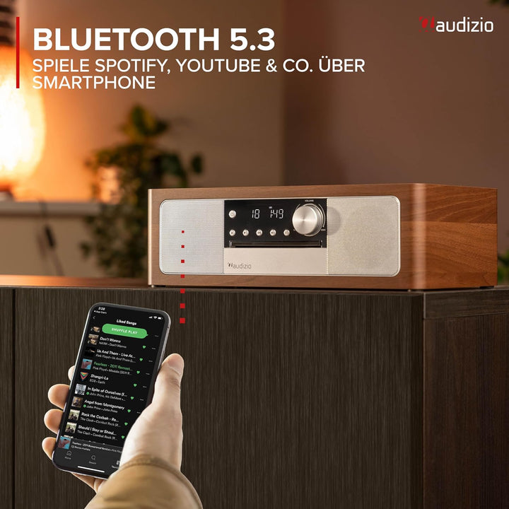 Audizio Lunata - DAB Radio mit CD Player, 100W Stereoanlage mit CD & Bluetooth 5.3 - Musikanlage mit