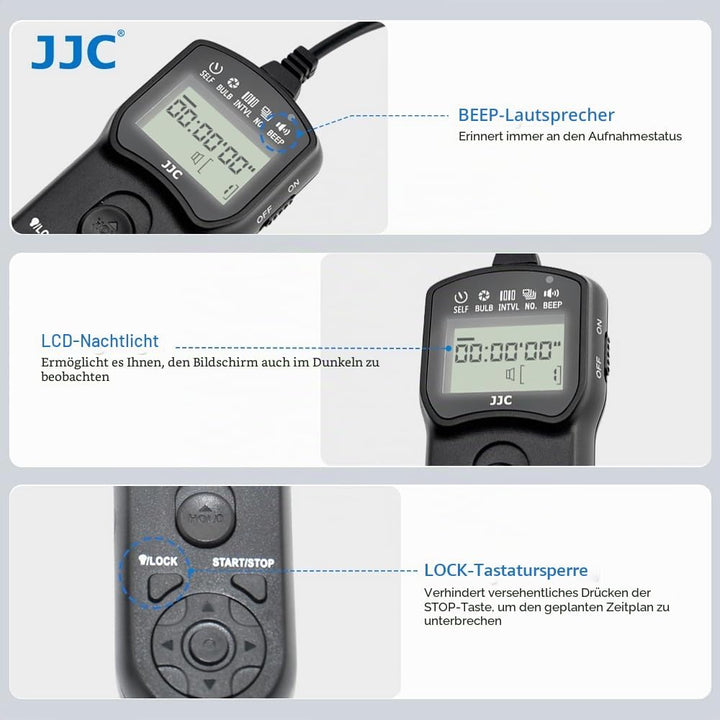 JJC Timer Fernbedienung mit Stativ Halter Klemme für Sony Alpha ZV-1 A6600 A6500 A6300 A7IV A7III A7