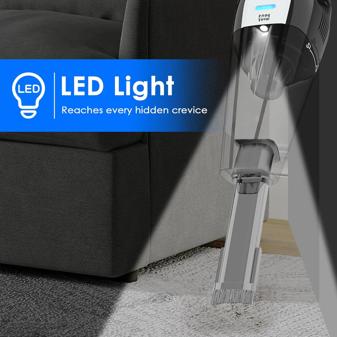 Minthouz Handstaubsauger Akku, 12.6V Leistungsstarker Autostaubsauger mit Waschbar HEPA-Filter LED T