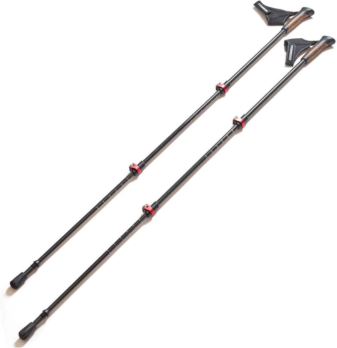 Steinwood Premium 100% Carbon Nordic Walking Stöcke verstellbar mit Teleskop und Klemmverschluss mit