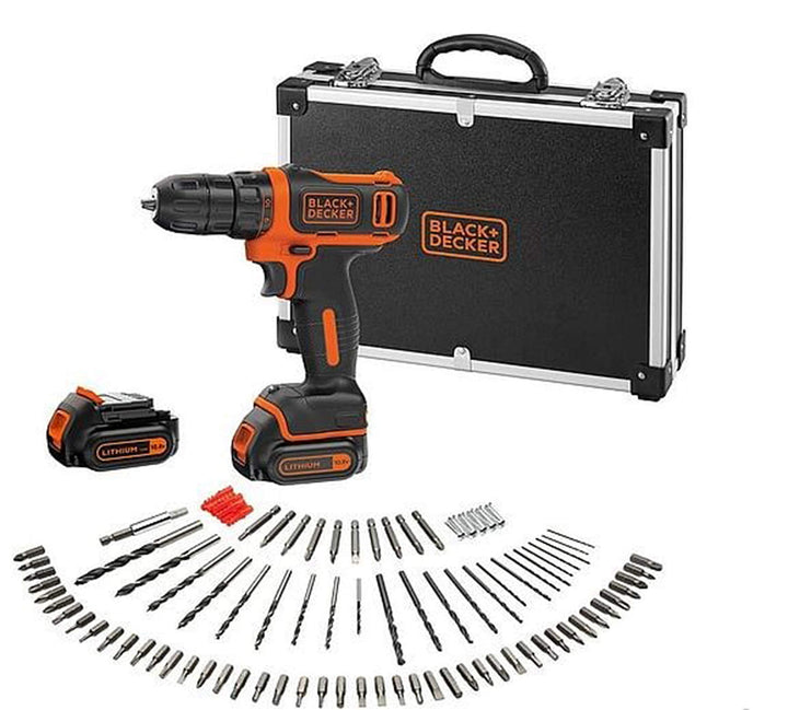 Black+Decker Akku-Bohrschrauber (10.8V 1,5Ah, ultrakompakt &amp; leicht, mit LED-Arbeitsleuchte, Softgri