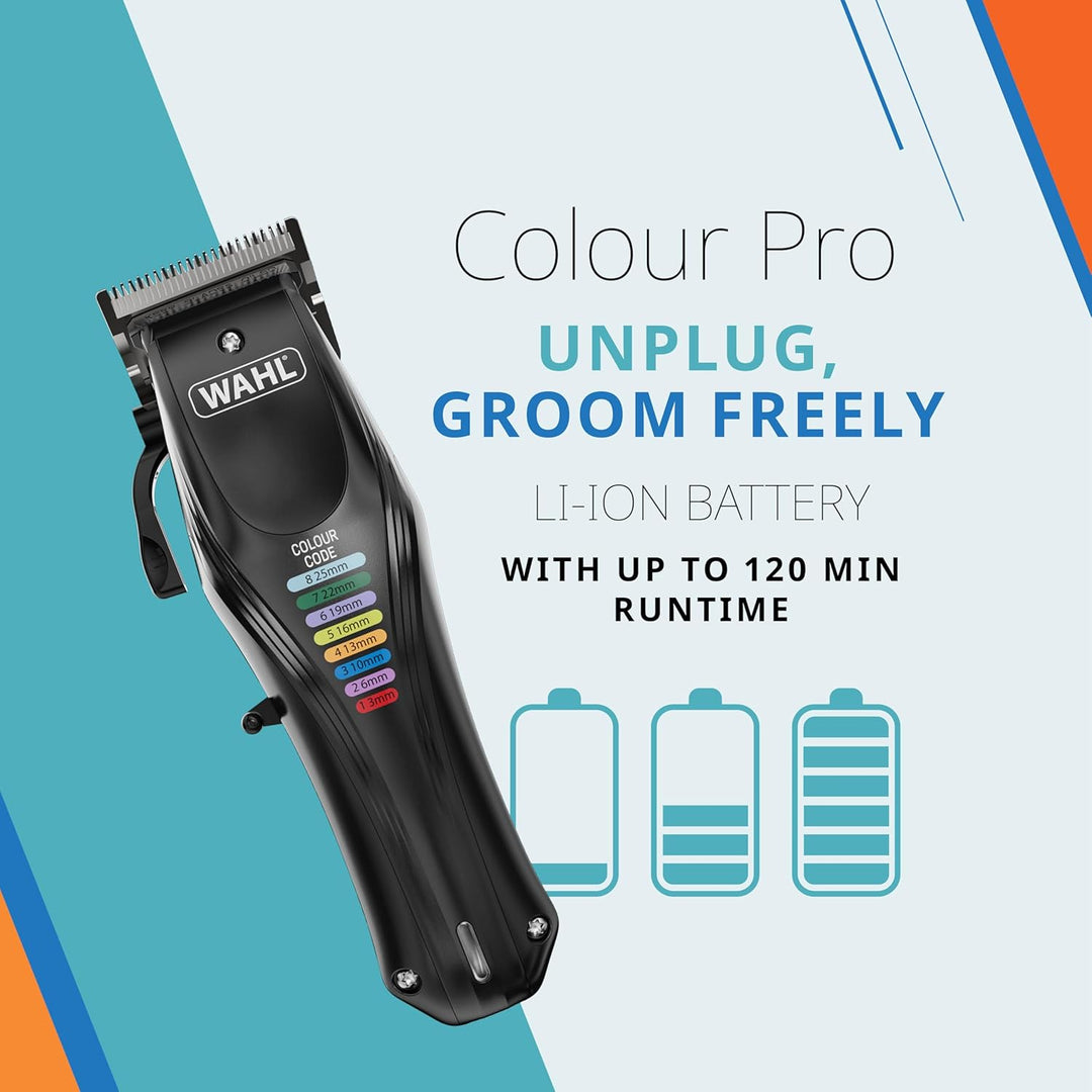 WAHL Animal Color Pro, Wiederaufladbare Tierschermaschine, Schermaschinen mit farbcodierten Aufsteck