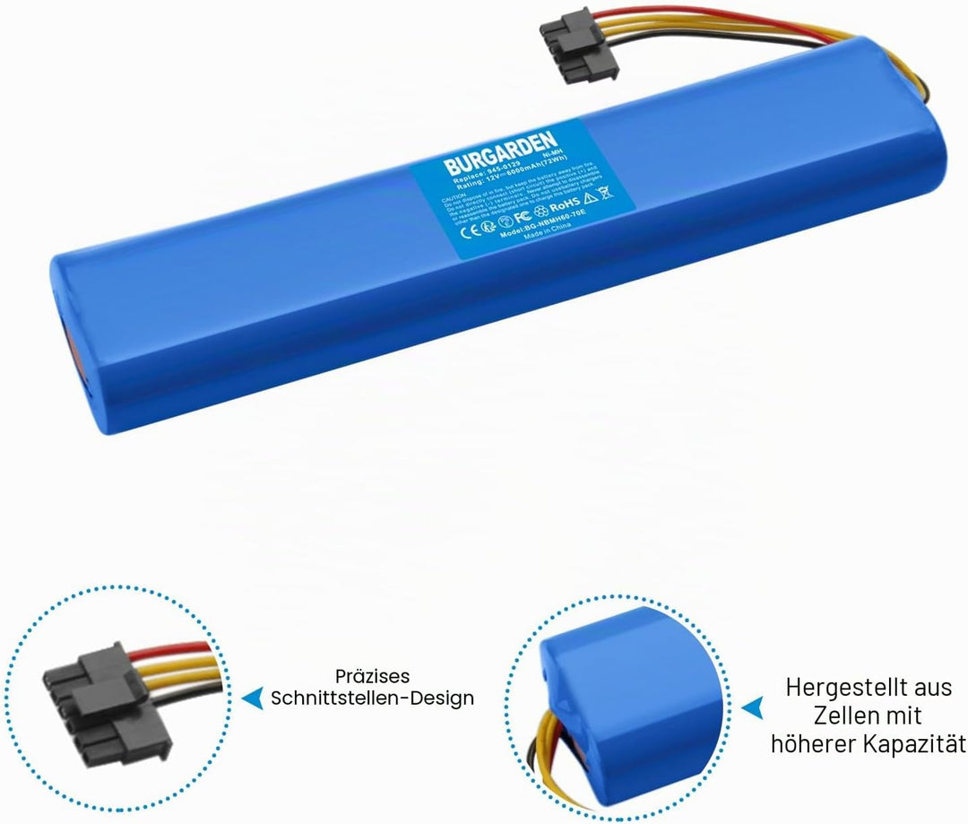 Werkzeugakkus 12V 6000mAh NI-MH Akku Kompatibel mit Neato Botvac 70, 70E, 75, 80, 85 Staubsauger, Er